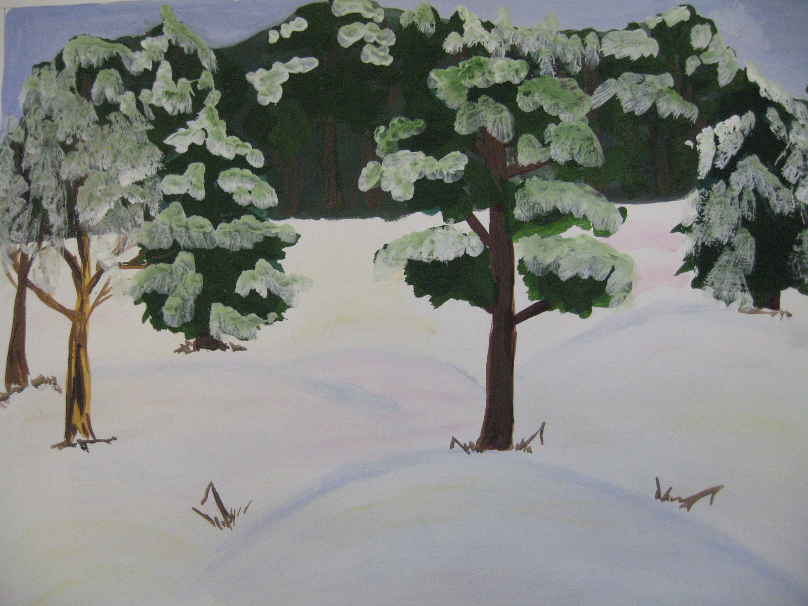 Рисование зимний лес подготовительная группа